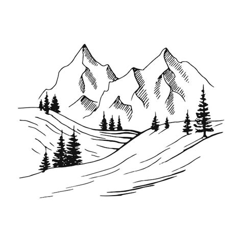 Premium Vector Hand Drawn Vector Illustration Of Mountain Landscape