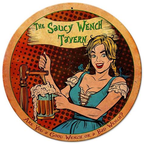 Saucy Wench Tavern Metal Sign 14 X 14 Inches