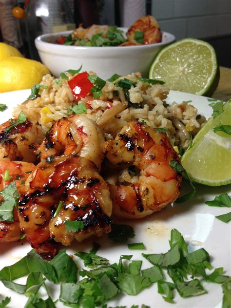 Thai Chili Lemongrass Grilled Shrimp With Sweet Basil And Lime Fried Rice