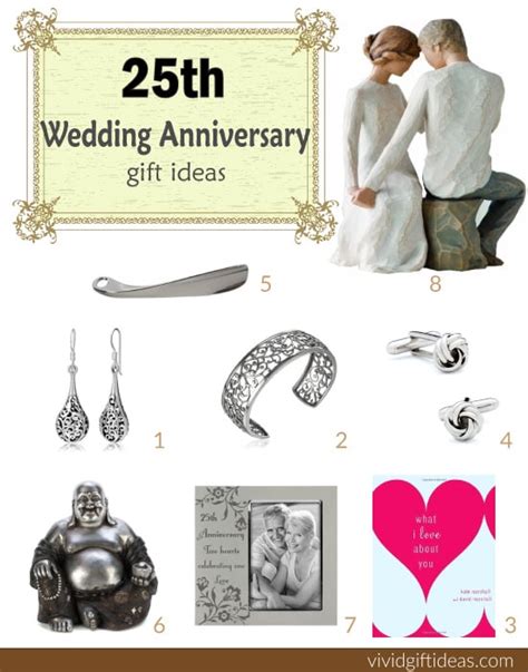 All wedding anniversaries are unique and can turn out to be even better if you choose the perfect gift by using an anniversary guide. 25th Wedding Anniversary Gift Ideas - Vivid's Gift Ideas