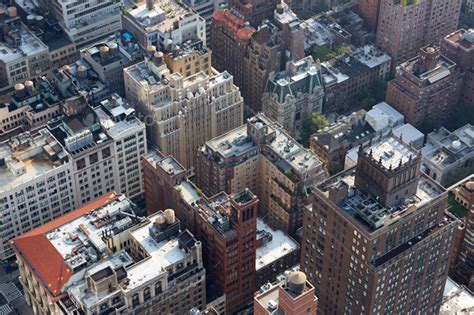 New York City Manhattan Skyline Aerial Roof Tops View Stock Photo By