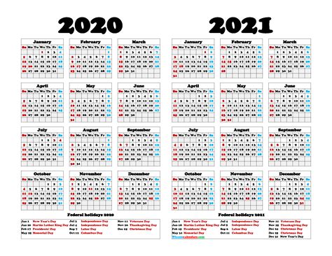 2020 To 2021 Calendar Printable Free Letter Templates Images And