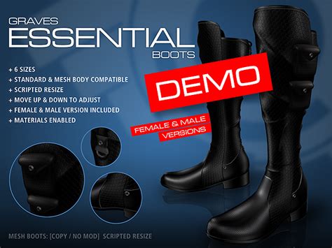 Second Life Marketplace Graves Essential Boots Demo