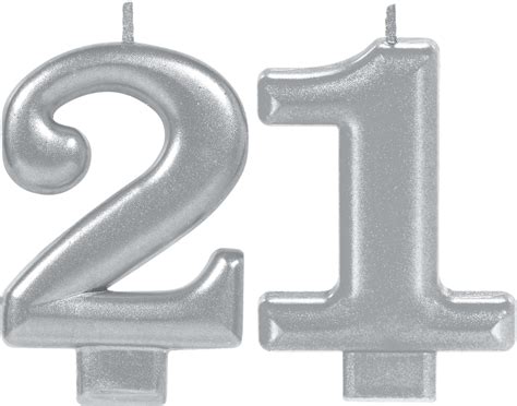 Silver 21 Birthday Candles 2 Pc Party City