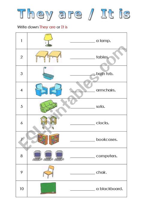 They Are It Is Esl Worksheet By Rueti