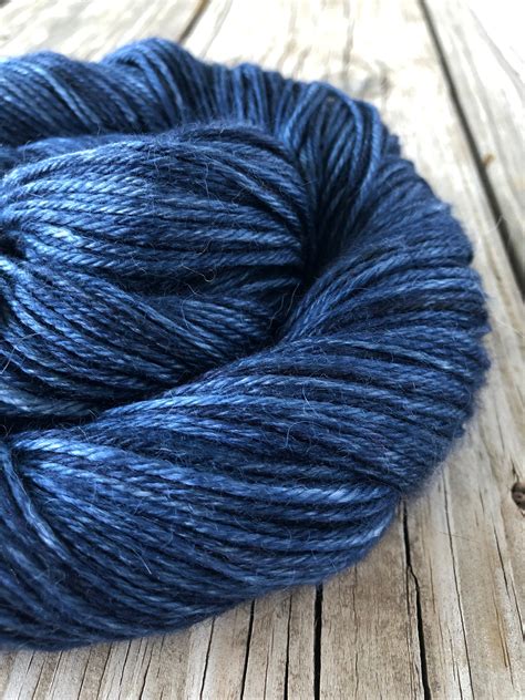 Navy Blue Cashmere Silk Alpaca Yarn Hand Dyed Dk Yarn Davy Etsy