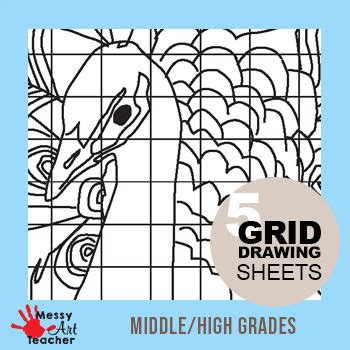6 PACK Bird Grid Drawing Worksheets For Middle High Grades By