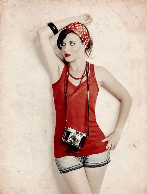 Pin Up Girl With A Camera — Stock Photo © Ikostudio 5069861