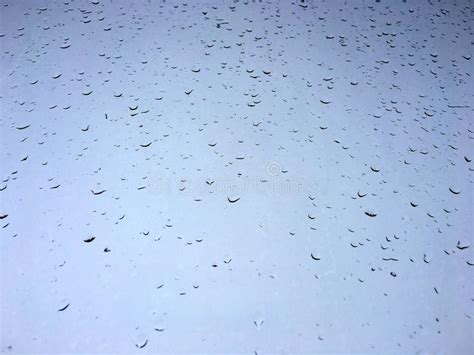 Rain Water Drops On Glass Blue Texture Stock Image Image Of