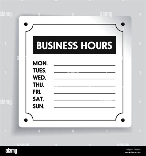 Business Hours Sign Vector Template Stock Vector Image And Art Alamy
