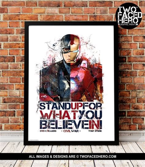 Captain America Civil War Art Print Ironman Art Print Etsy