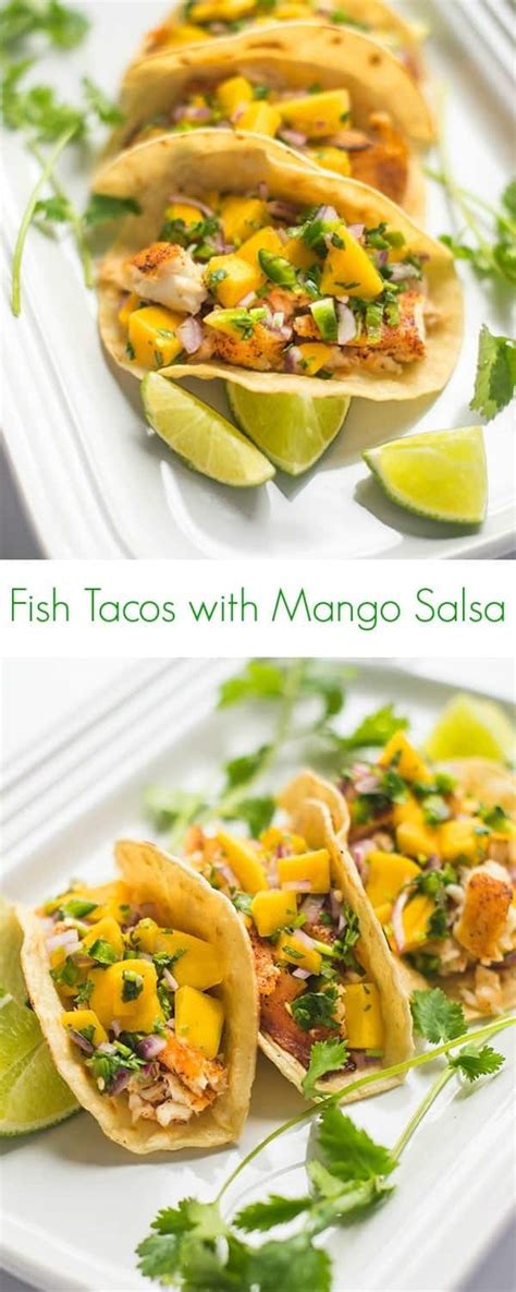 This colorful mango salsa recipe is so easy to make! Baked Fish Tacos with Mango Salsa - The Lemon Bowl®