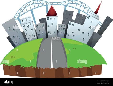 Floating Island Road Into City Stock Vector Image And Art Alamy
