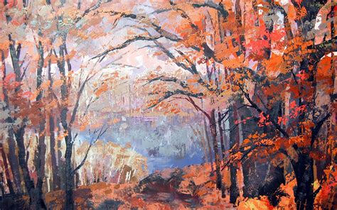 Pictorial Art Autumn Trees Hd Wallpaper Rare Gallery