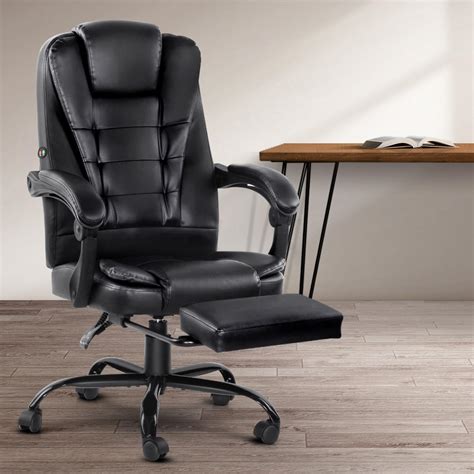 artiss massage office chair reclining leather computer gaming seat footrest bunnings australia