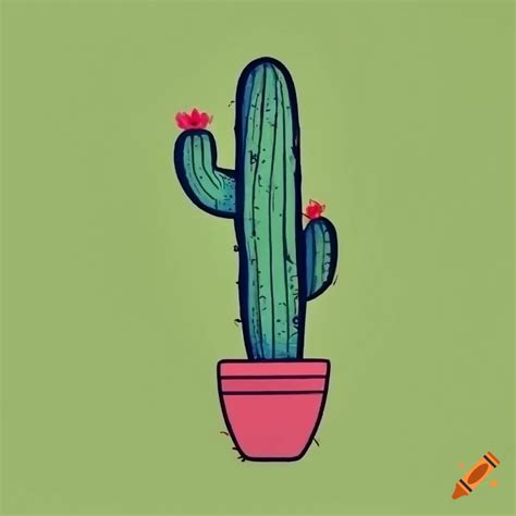 Minimalist Illustration Of A Cactus