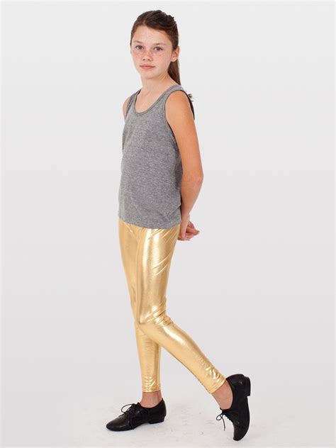 Girl Shiny Gold Legging Tween Fashion Pinterest Metallic Tights