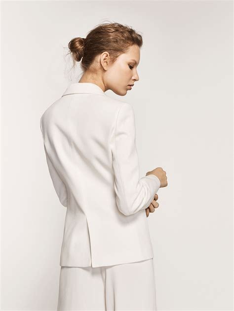 Spring Summer Womens WHITE COTTON BLAZER At Massimo Dutti For Effortless Elegance
