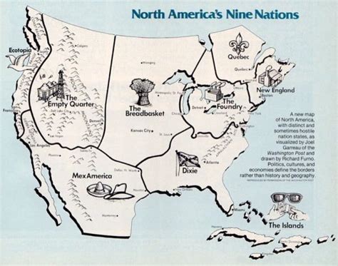 Map The Nine Nations Of North America 1981 By Joel Garreau