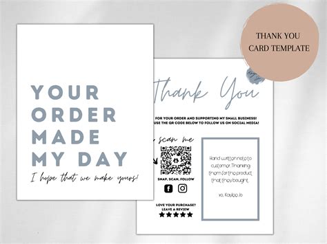 Your Order Made My Day Thank You Card Small Business Thank You Card