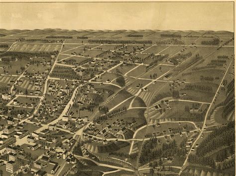 Gadsden Alabama In 1887 Birds Eye View Map Aerial Panorama