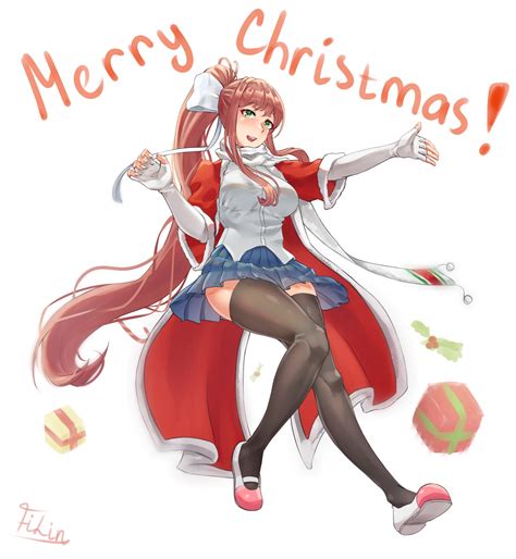 Monika Wishes You A Very Merry Christmas~ 💚💚💚 By Filinishche On Twitter R Ddlc