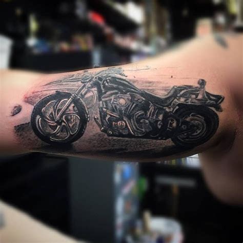 Motorcycle Tattoo Realistic Tattoo Black And Grey Arm Tattoo Tattoos