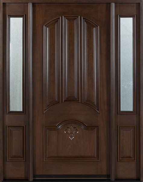 Mahogany Solid Wood Front Entry Door Single With 2 Sidelites Custom