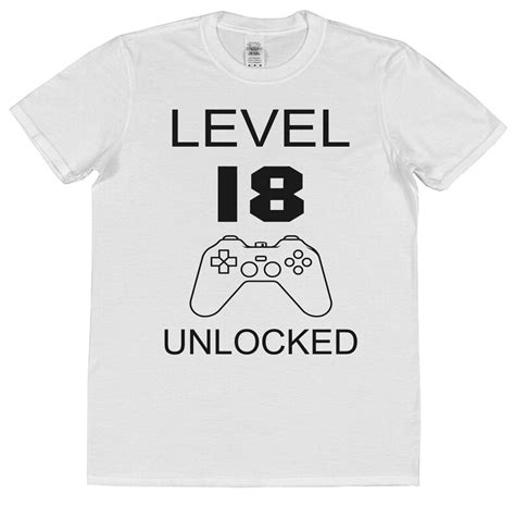 Cotton 18th Birthday T Shirt Level 18 Unlocked Unisex Or Etsy