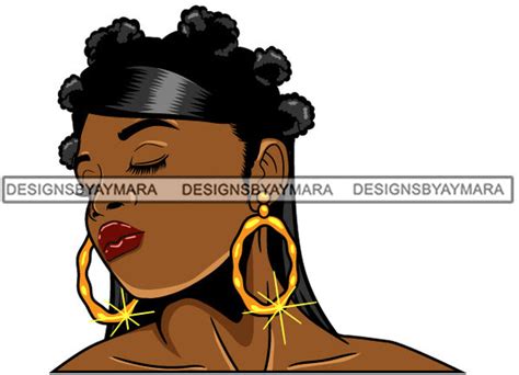 afro girl babe bamboo hoop earrings sexy profile bantu knots hair styl designsbyaymara