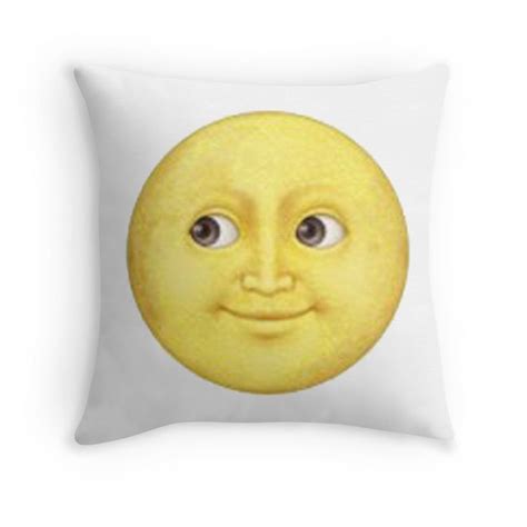 Yellow Moon Face Emoji Throw Pillows Moon Face Emoji Yellow Moon