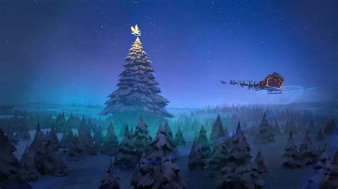 2560x1440 Santa Claus Reindeer Sleigh Flying Christmas Tree 8k 1440p