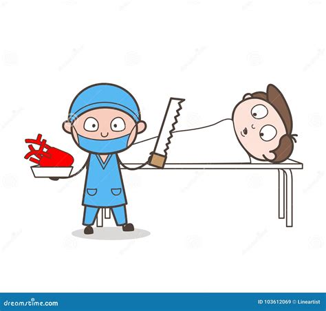 Cartoon Cardiologist Doing Heart Surgery Vector Concept Stock Image