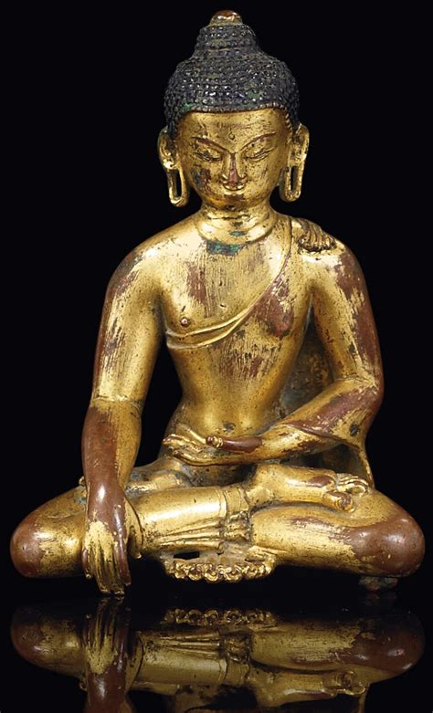 Global Nepali Museum A Gilt Copper Figure Of Buddha Shakyamuni