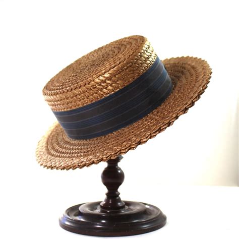 Mens Straw Boater Hat By Lamson Hubbard Co Etsy