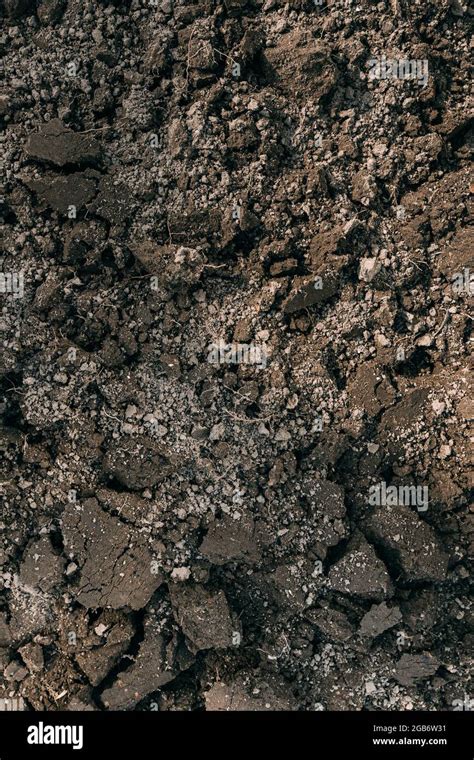 Black Dark Soil Dirt Background Texture Natural Pattern Flat Top View