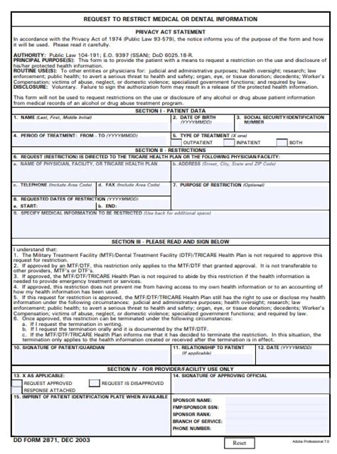 Download Dd 2871 Fillable Form