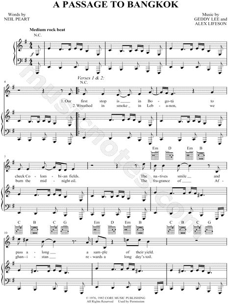 Print and download tom sawyer sheet music by rush. Rush "A Passage To Bangkok" Sheet Music in E Minor (transposable) - Download & Print - SKU ...