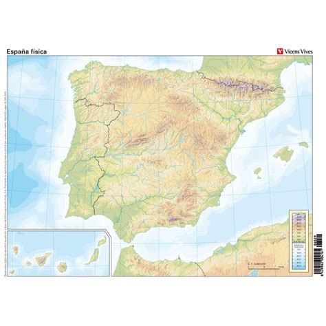 Comprar Online Mapa Mudo Color Din A4 España Física Vicens Vives