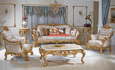 Golden Rectangular Star Enterprises Wooden Royal Sofa Set For Home