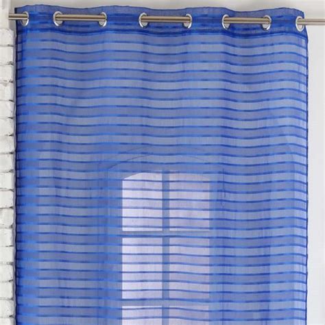 Riane Striped Voile Curtain Panel With Eyelets Indigo Blue