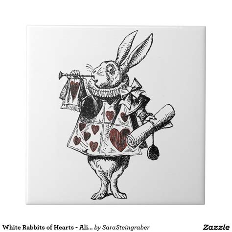 White Rabbits Of Hearts Alice In Wonderland Tile Alice In Wonderland