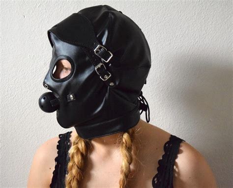 Ball Gag Hood Bdsm Hood Bondage Hood Fetish Mask Bdsm Etsy