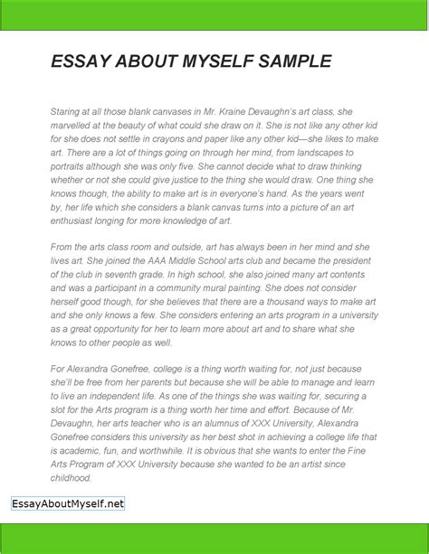Most importantly, you should show that you know be specific: Essay about Myself Example | Essay about Myself