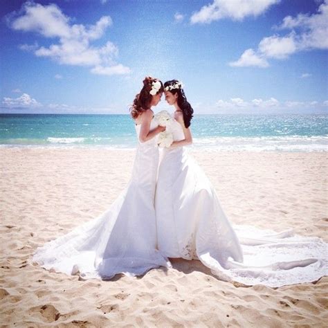 Just Married Lesbian Wedding Lesbian Beach Wedding Lesbian Marriage