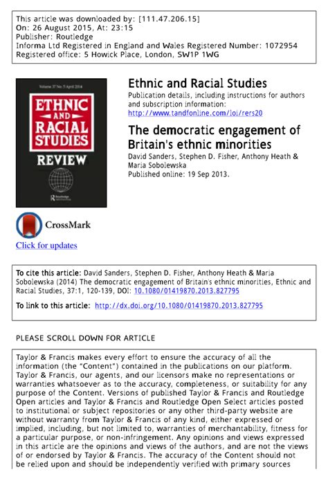Pdf The Democratic Engagement Of Britains Ethnic Minorities