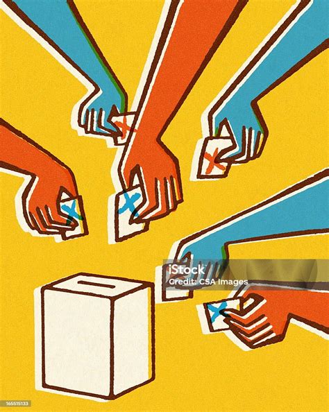 Voting Hands And Ballot Box Stock Illustration Download Image Now
