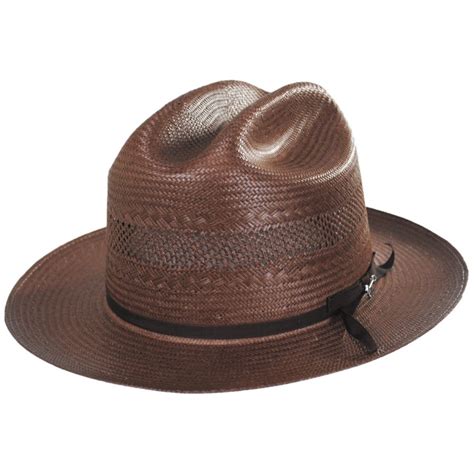 Stetson Open Road Vented Shantung Straw Western Hat Chocolate Brown