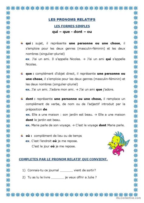 pronoms relatifs simples guide d Français FLE fiches pedagogiques pdf