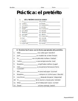 Spanish Preterite Practice Sheet No Prep Printable All Preterites